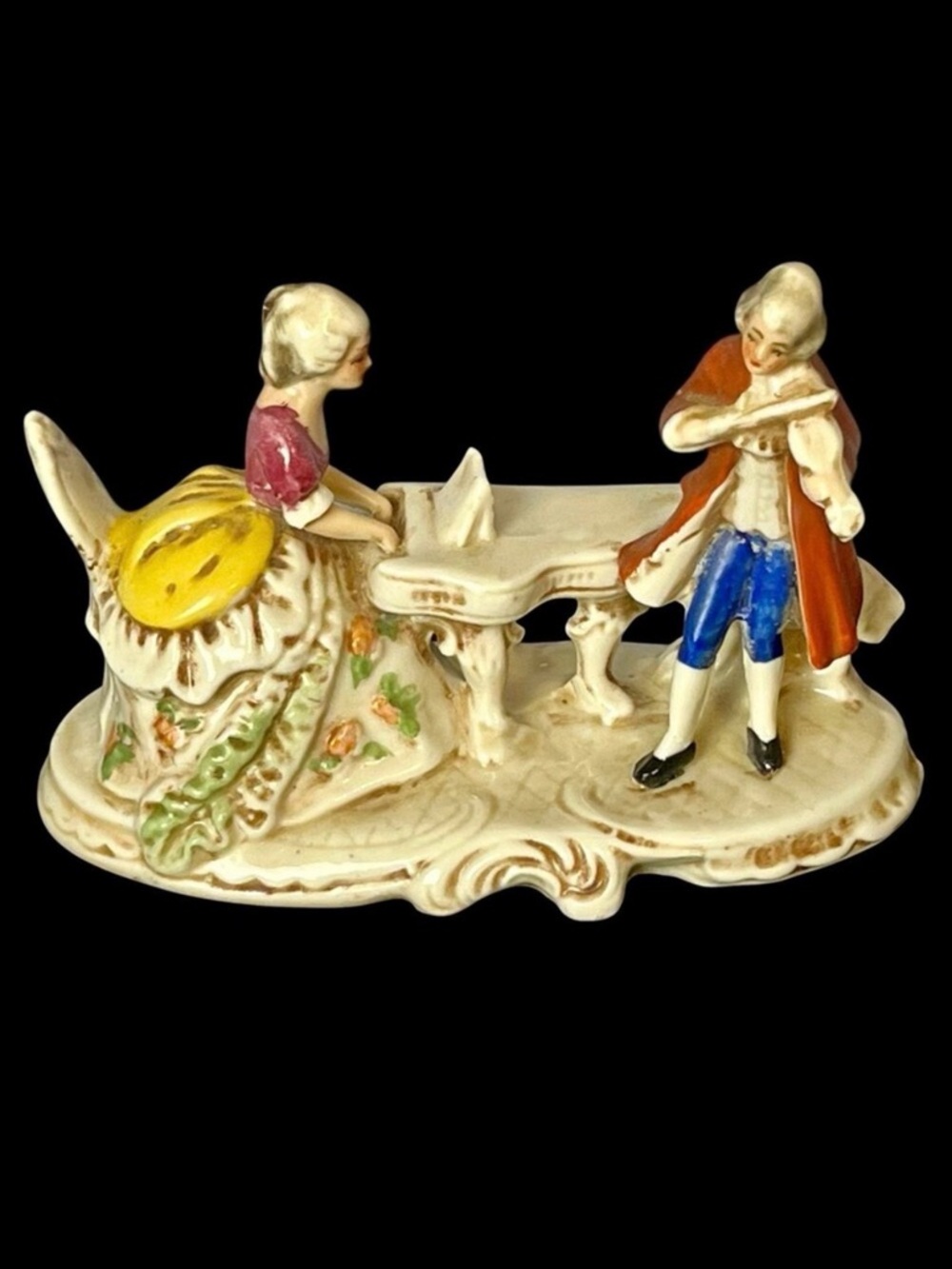 Vintage Germany Grafenthal Musical Couple Porcelain Figurine Piano Violin 3.5"